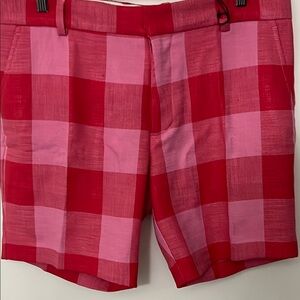 NWT Mr. Turk Red and Pink Flat Front Checkered Shorts - Waist 34
